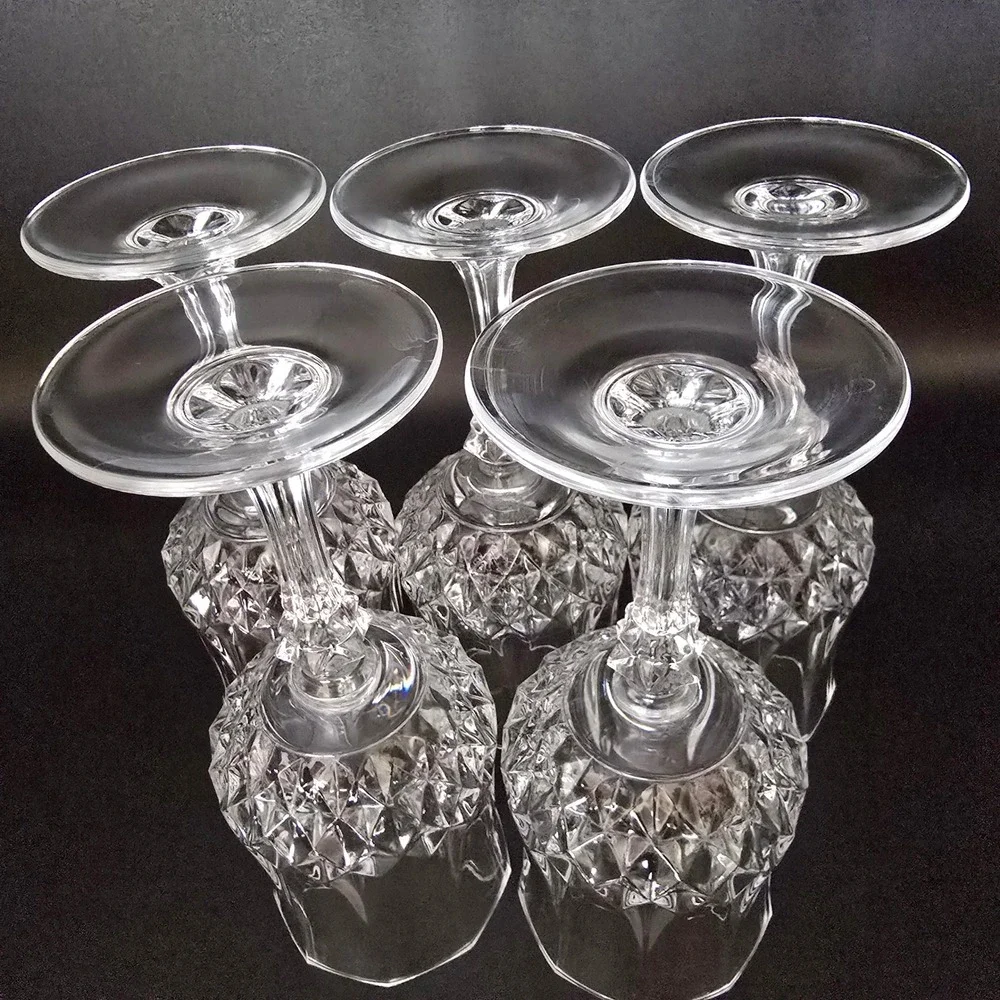 Elegant‎ Set of 5 Crystal D'Arques Cut Wine Glasses Stemware Clear Glassware